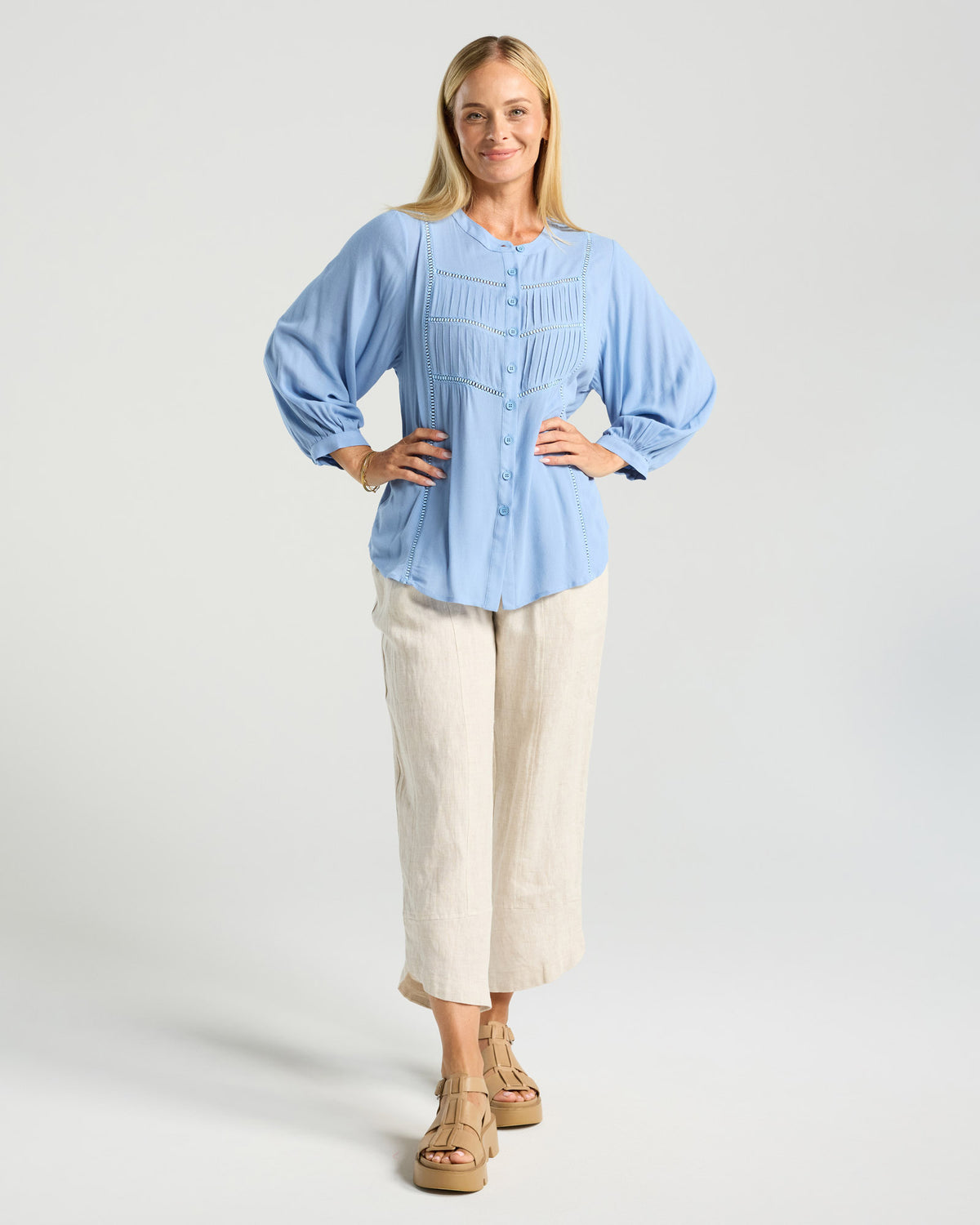 Paola Ladder Trim Blouse