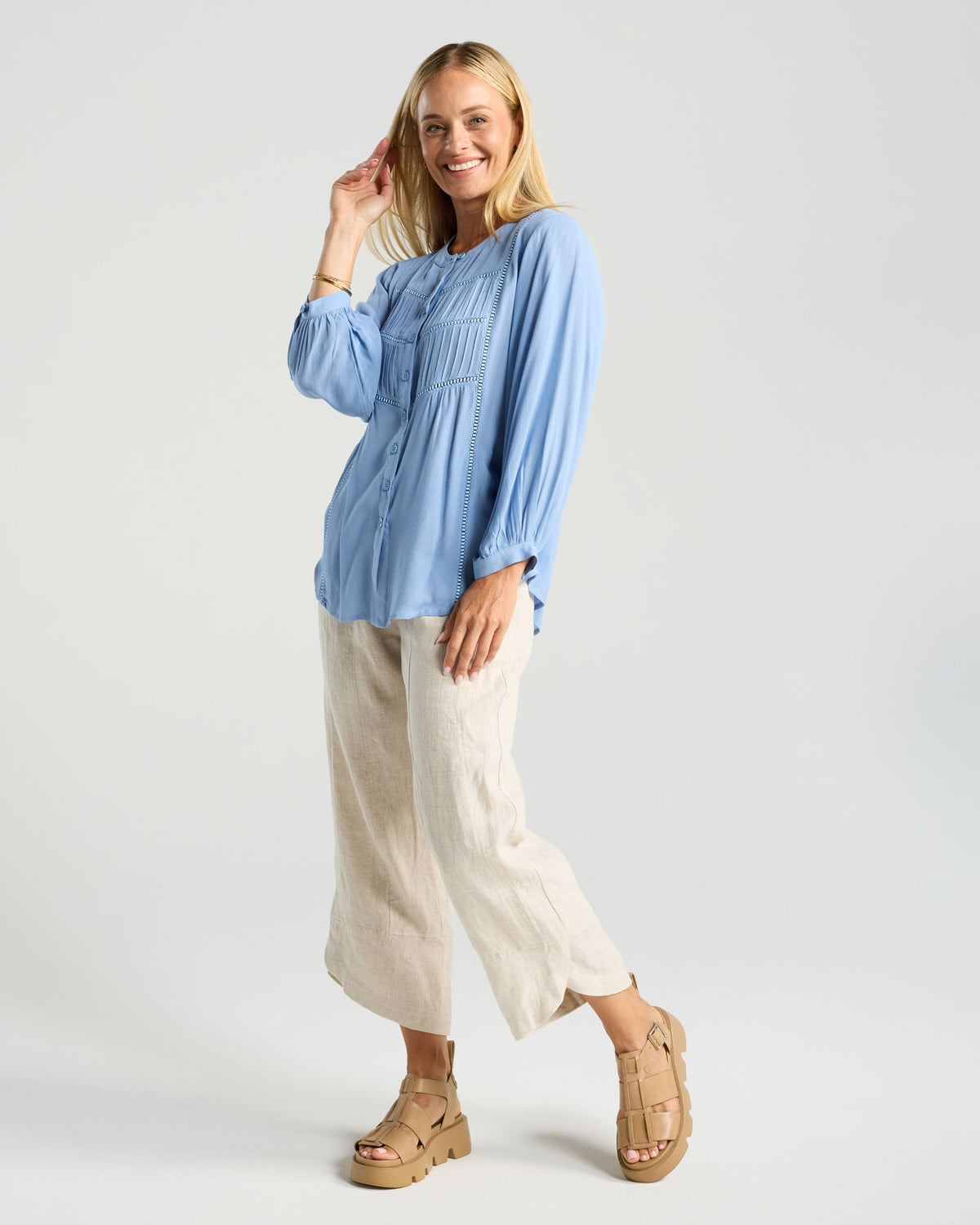 Paola Ladder Trim Blouse
