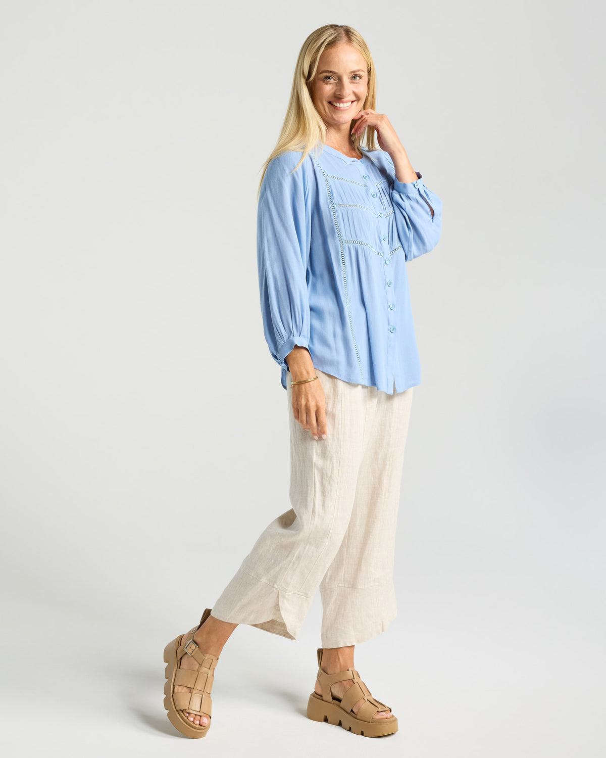 Paola Ladder Trim Blouse