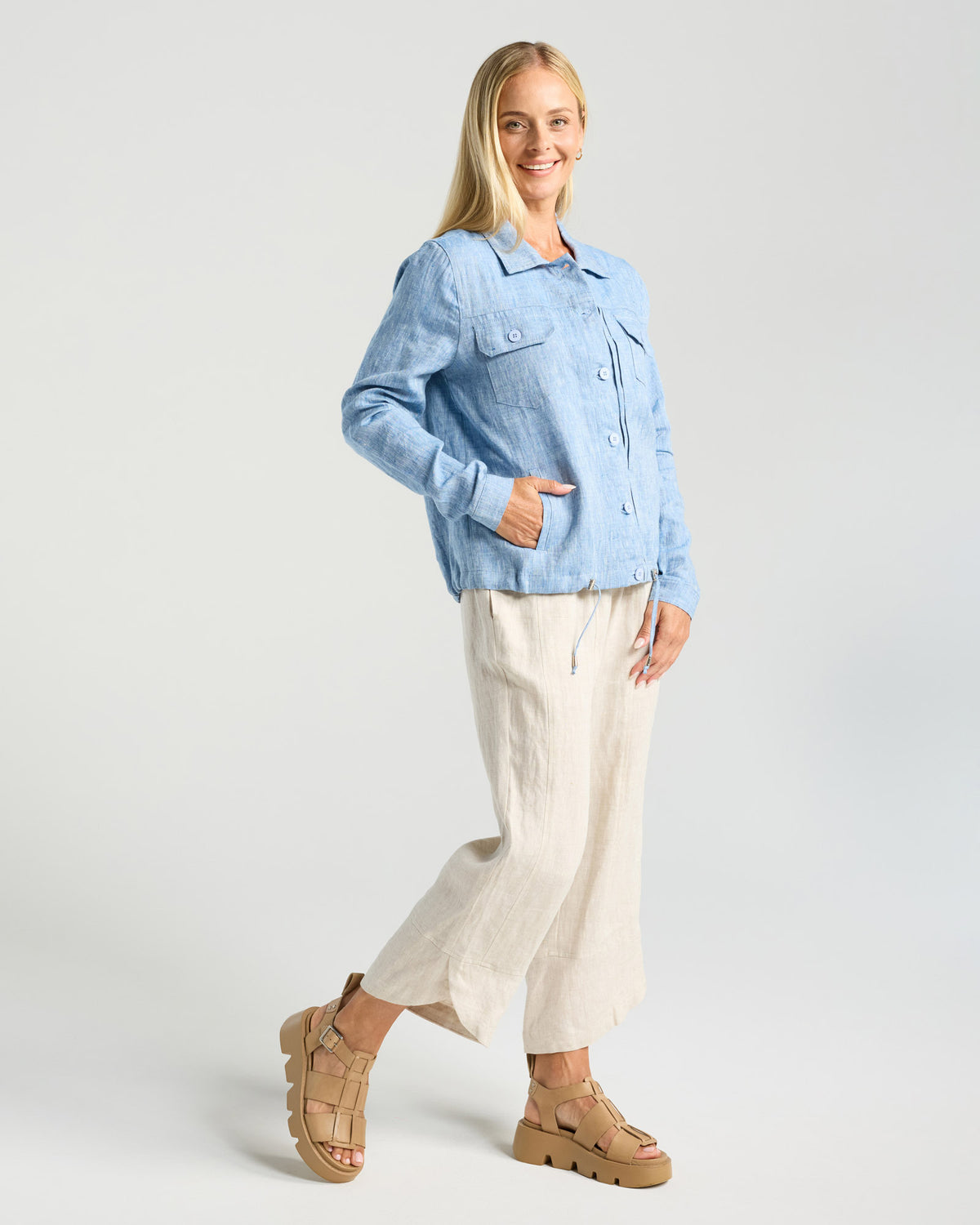 Silvia Drawstring Hem Shacket