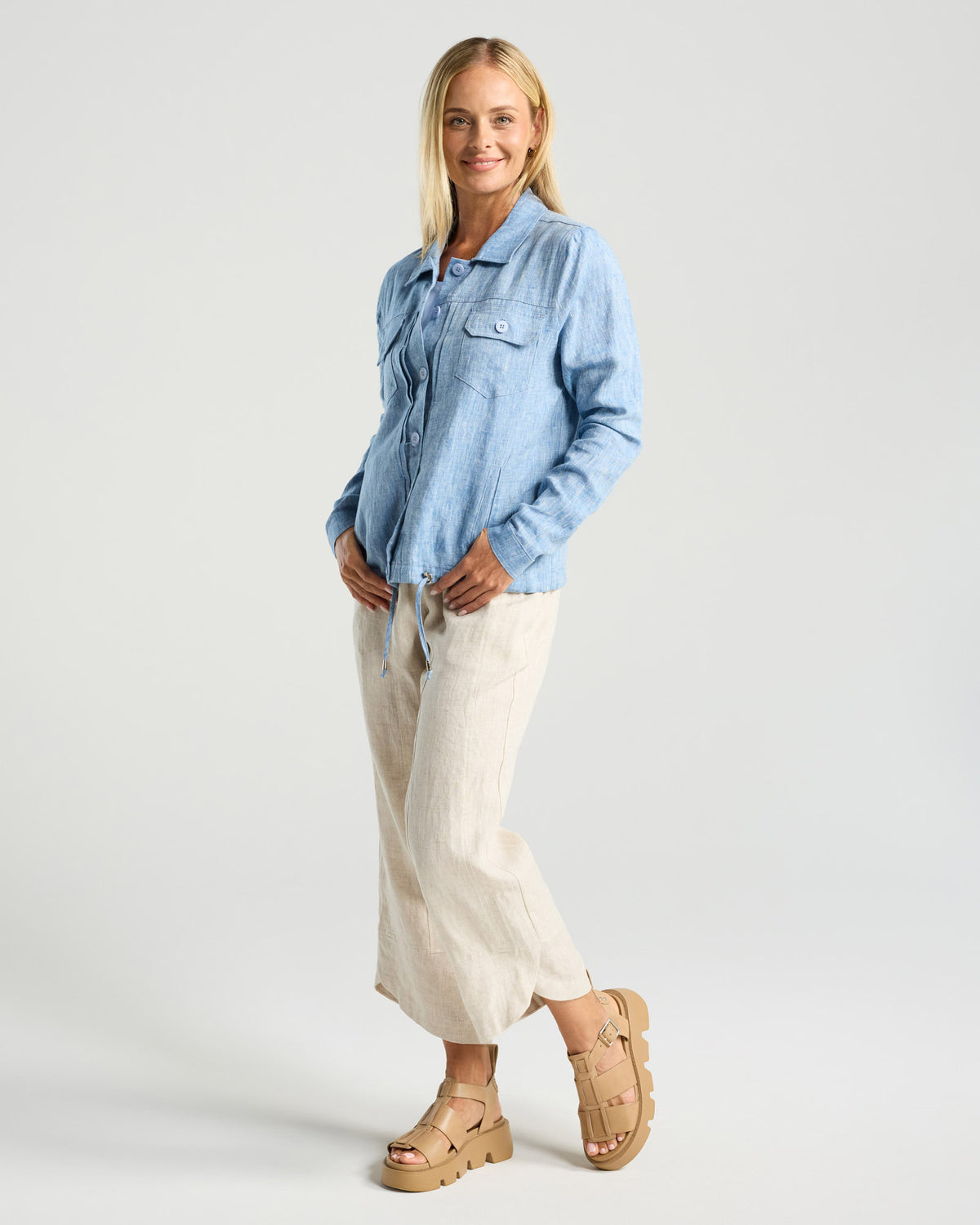 Silvia Drawstring Hem Shacket