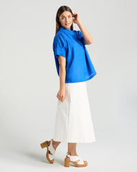Claire Roll Neck Linen Top