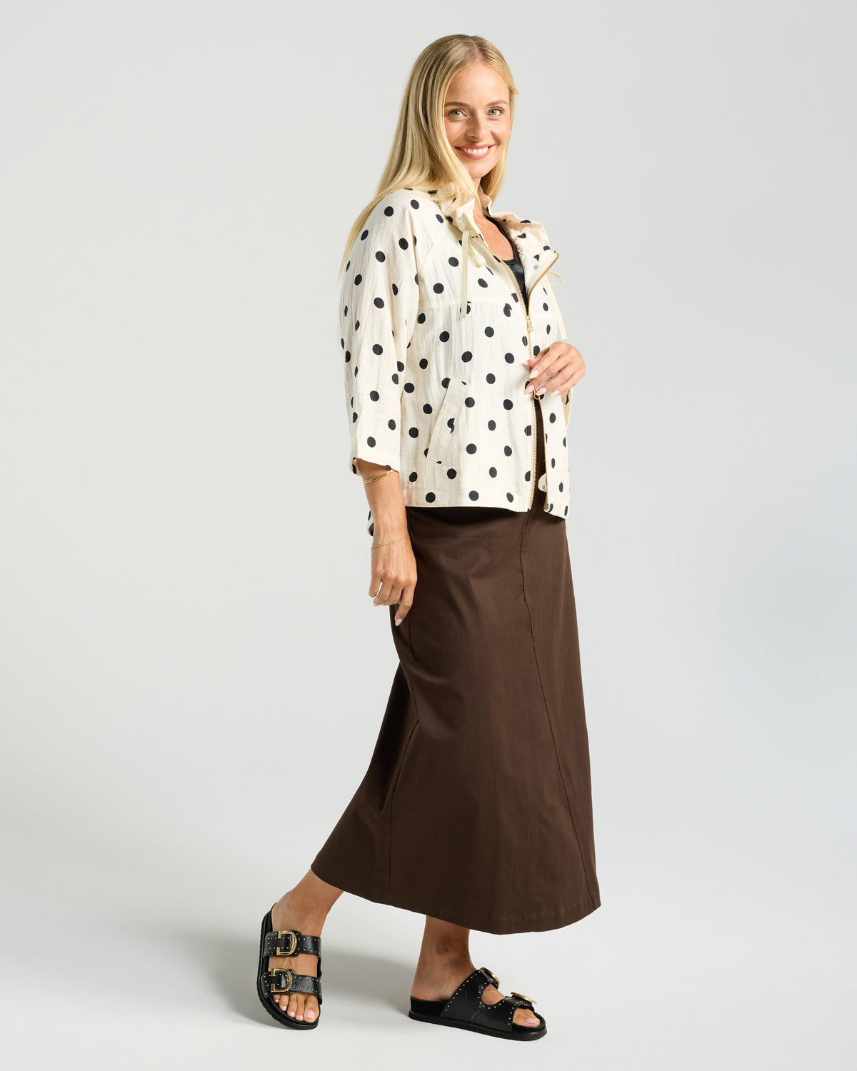 Perla Spot Print Zip Front Jacket