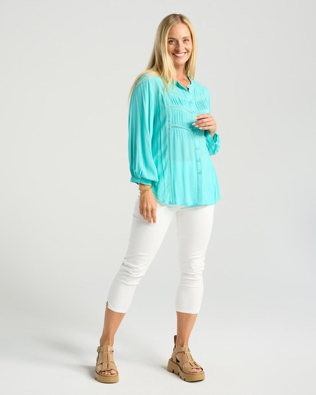 Paola Ladder Trim Blouse