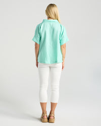 Claire Roll Neck Linen Top