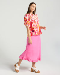 Bridget Pintuck Top - Print