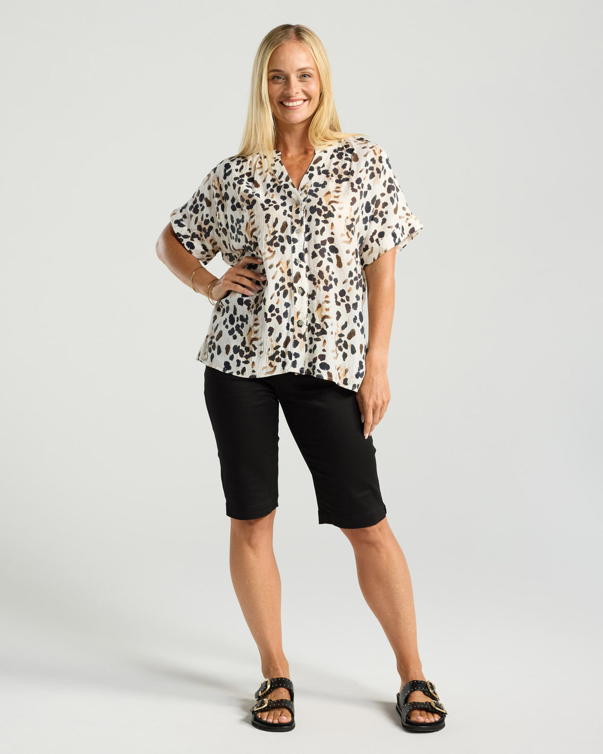 Isidora Button V Neck Top