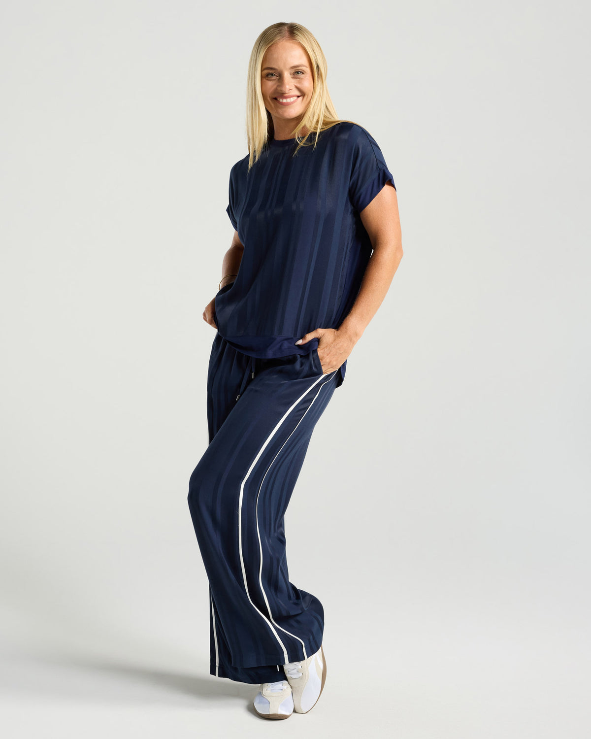 Simona Spliced Satin Top