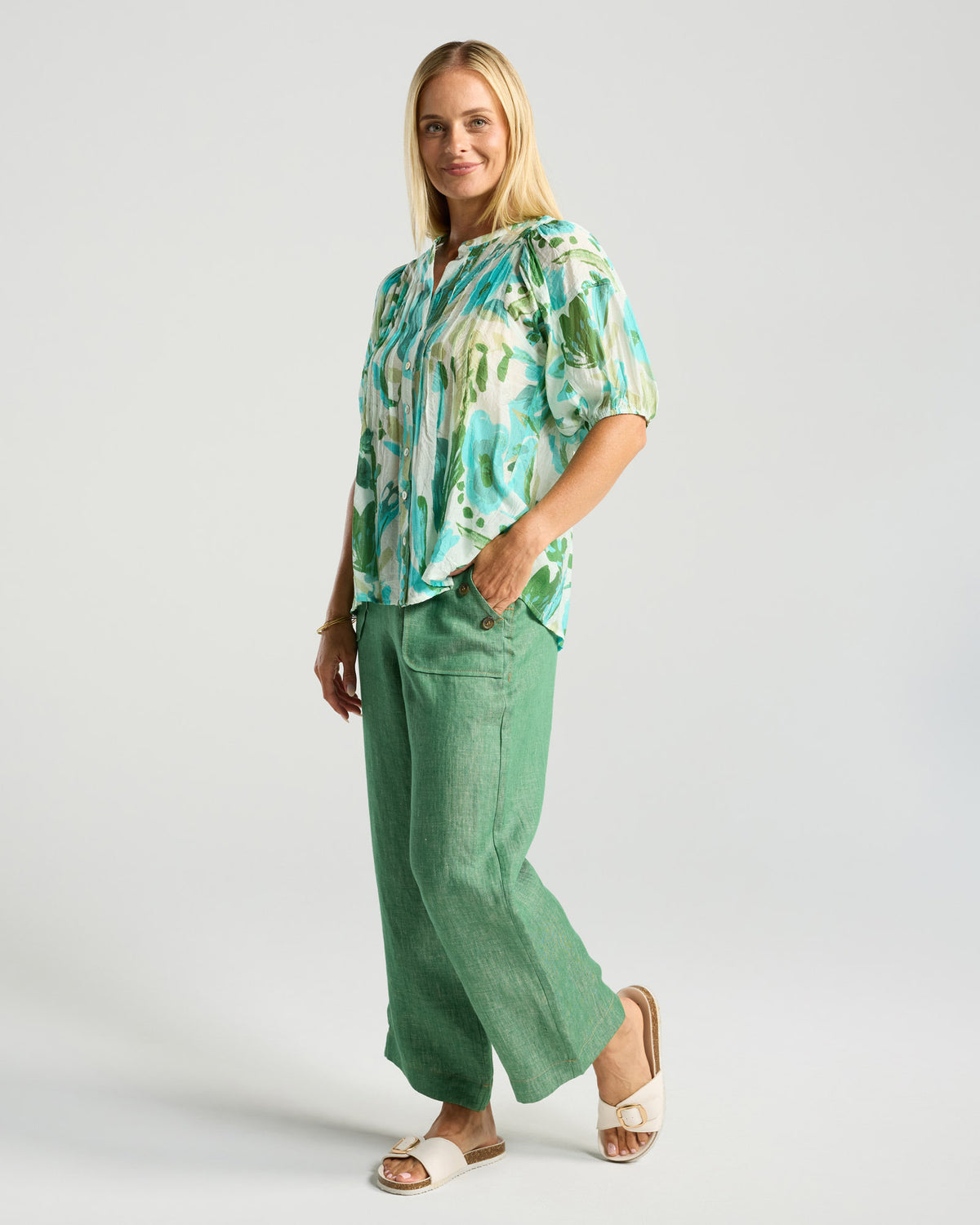 Bridget Pintuck Top - Print