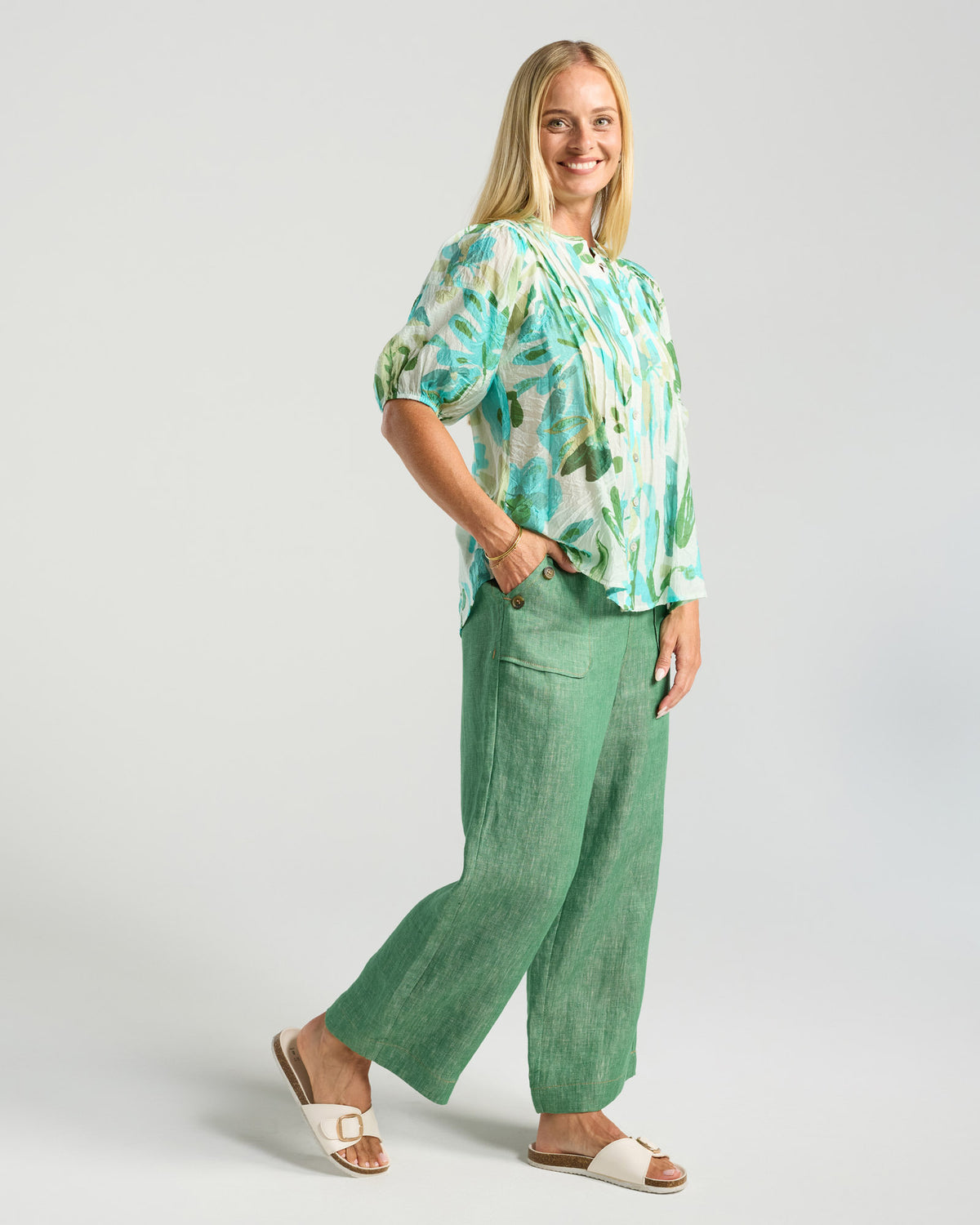 Bridget Pintuck Top - Print