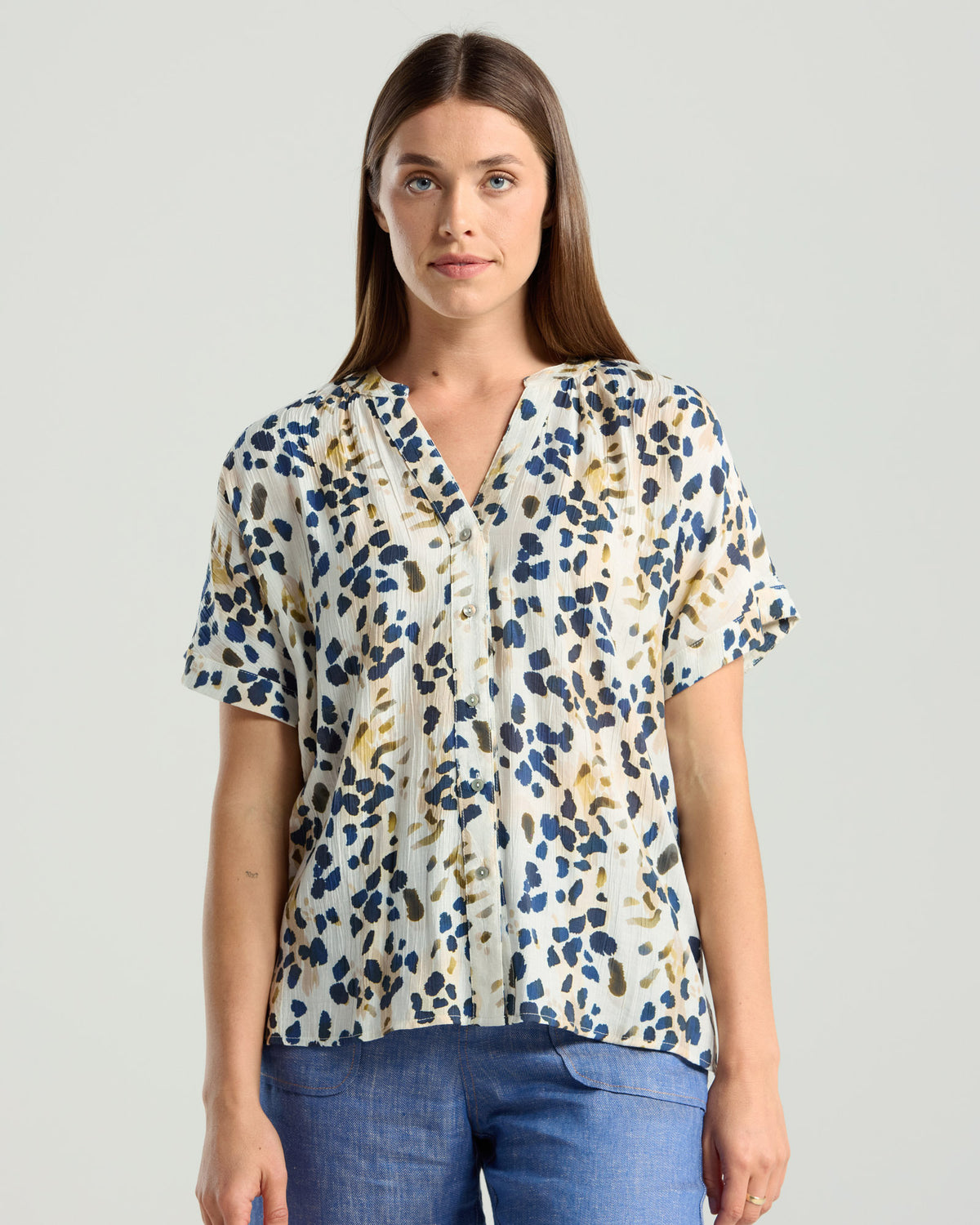Isidora Button V Neck Top