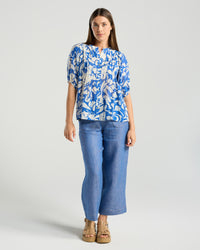 Bridget Pintuck Top - Print