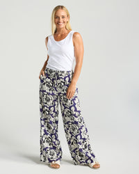 Alessia Print Stripe Trim Pant