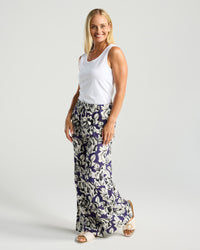 Alessia Print Stripe Trim Pant