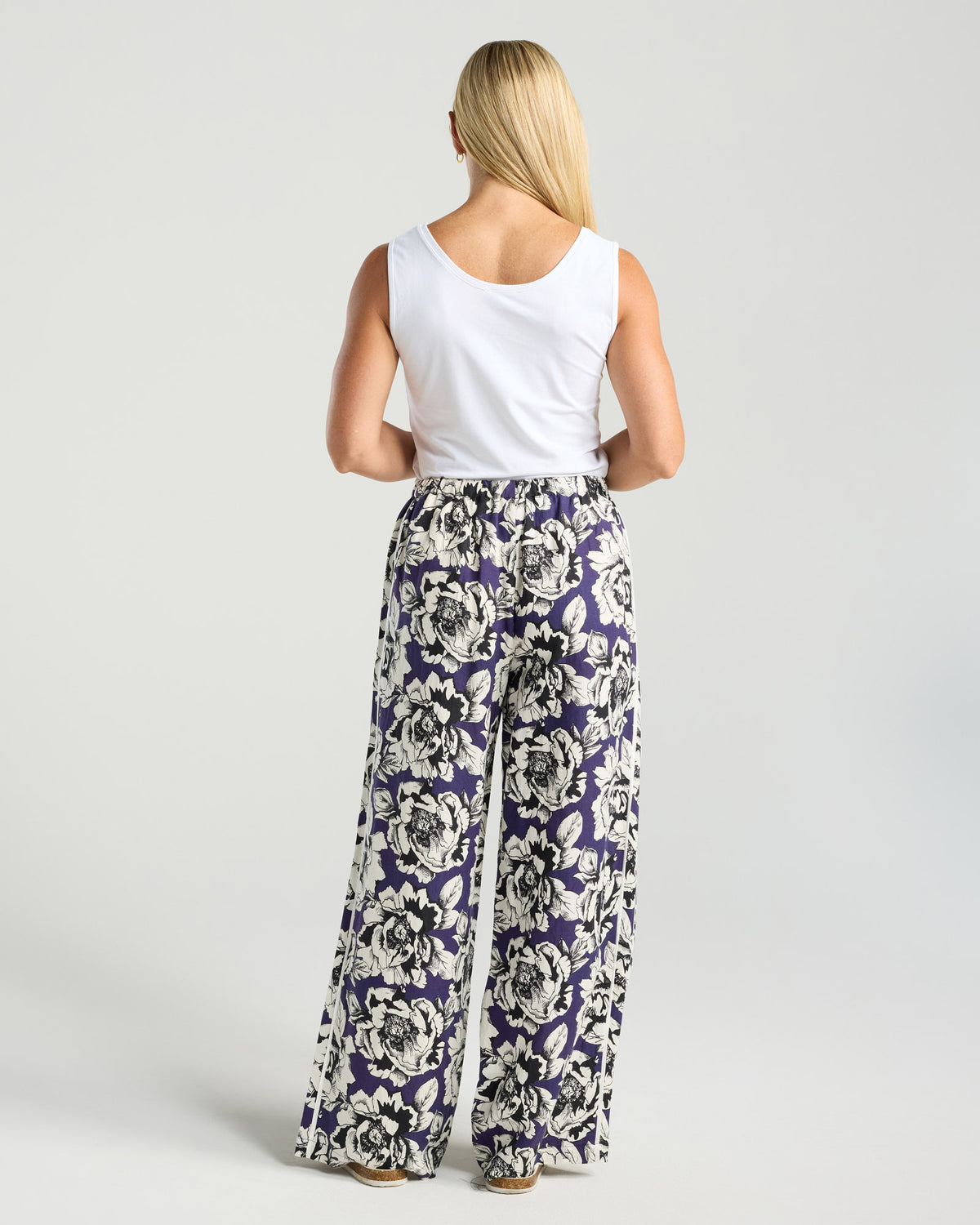 Alessia Print Stripe Trim Pant