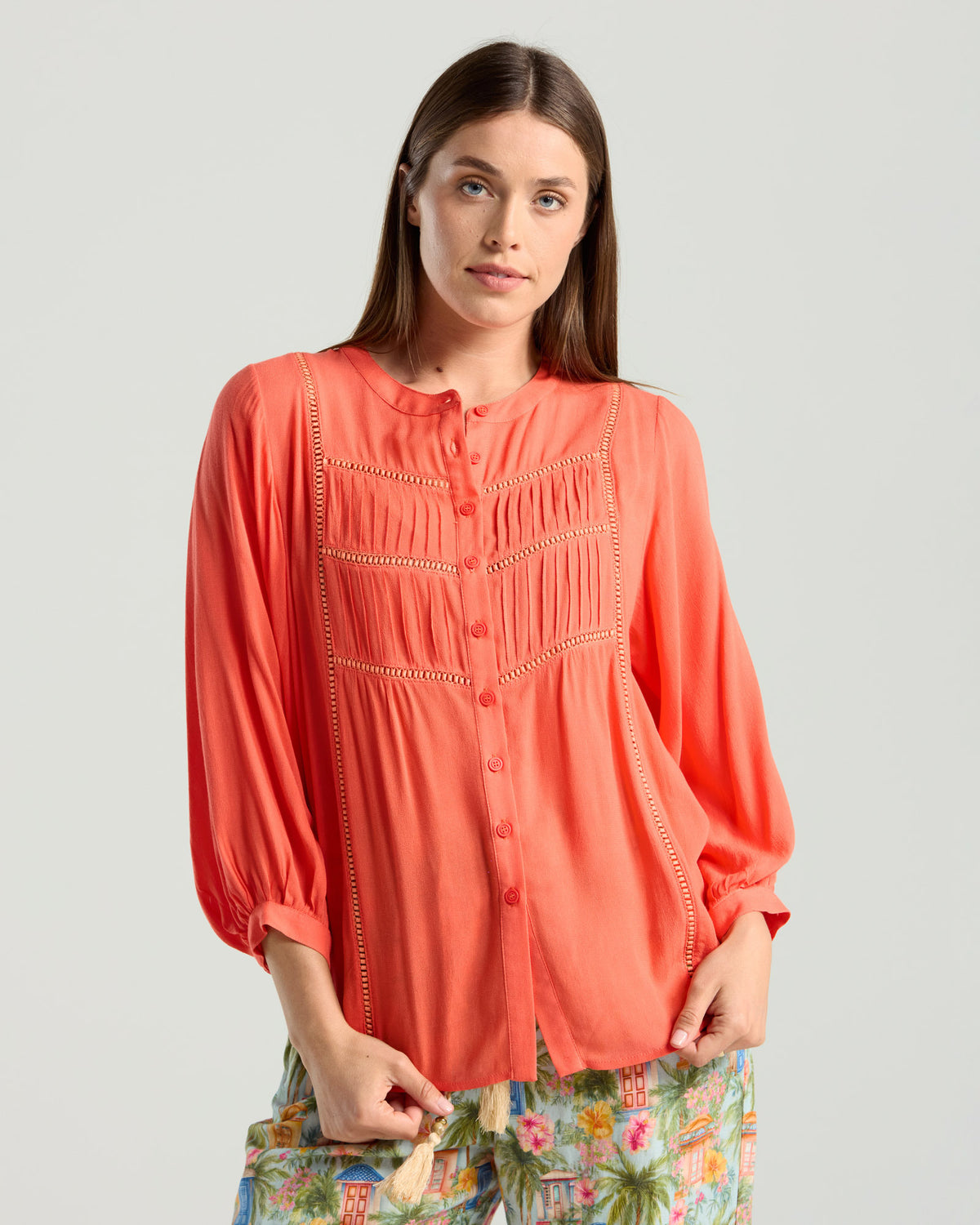 Paola Ladder Trim Blouse