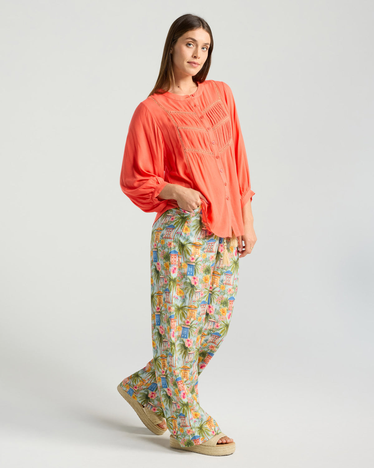 Paola Ladder Trim Blouse