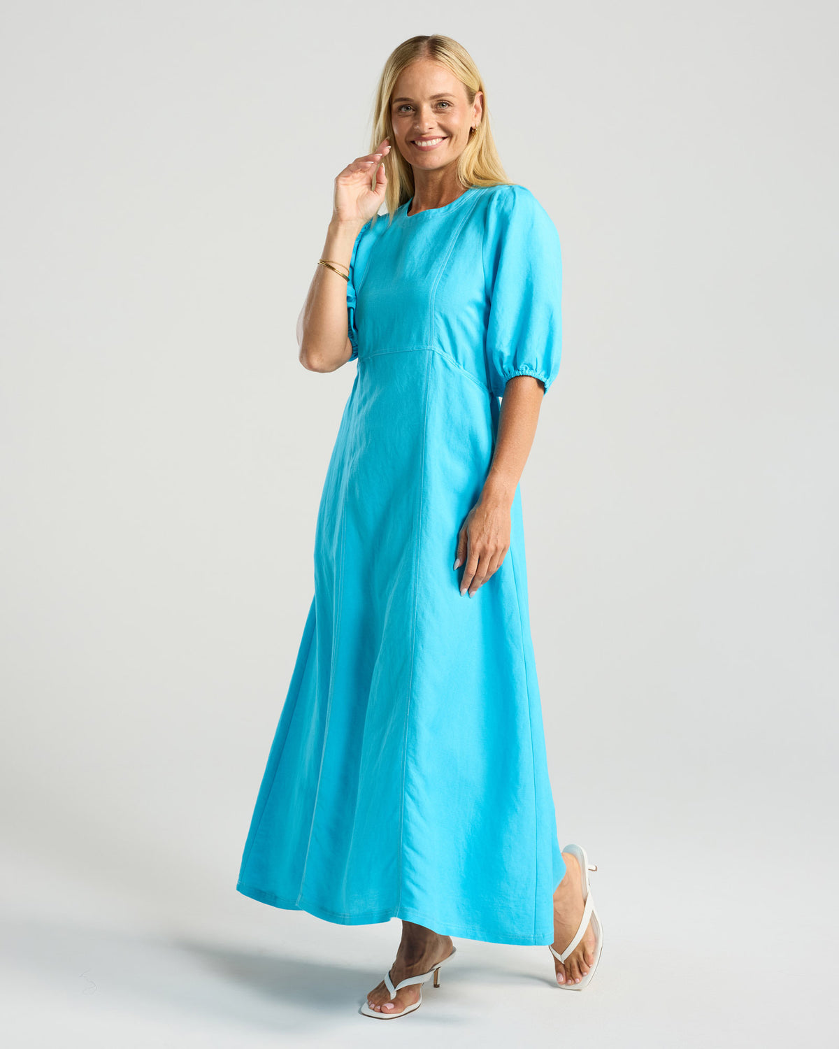 Lorella Contrast Puff Sleeve Dress