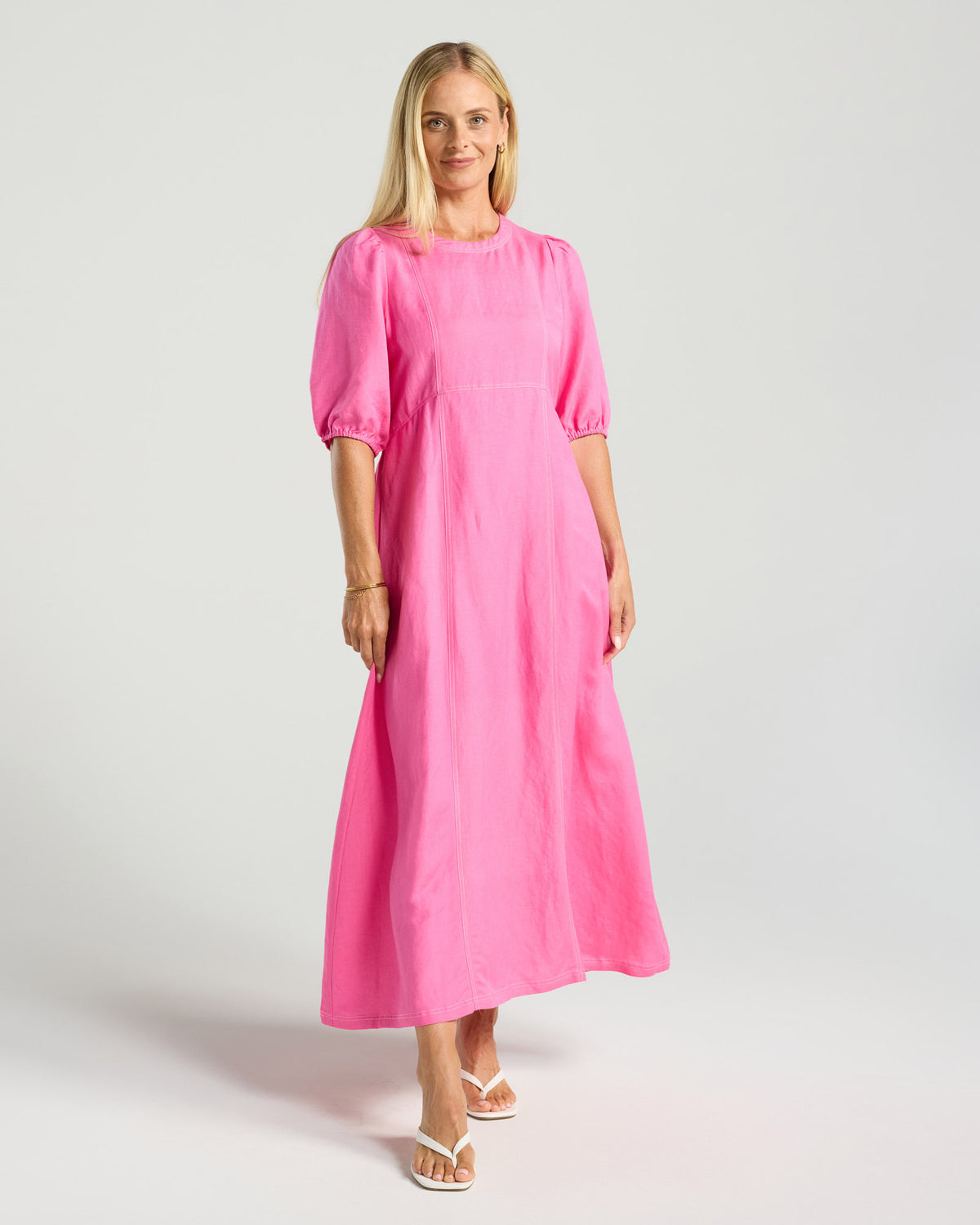 Lorella Contrast Puff Sleeve Dress