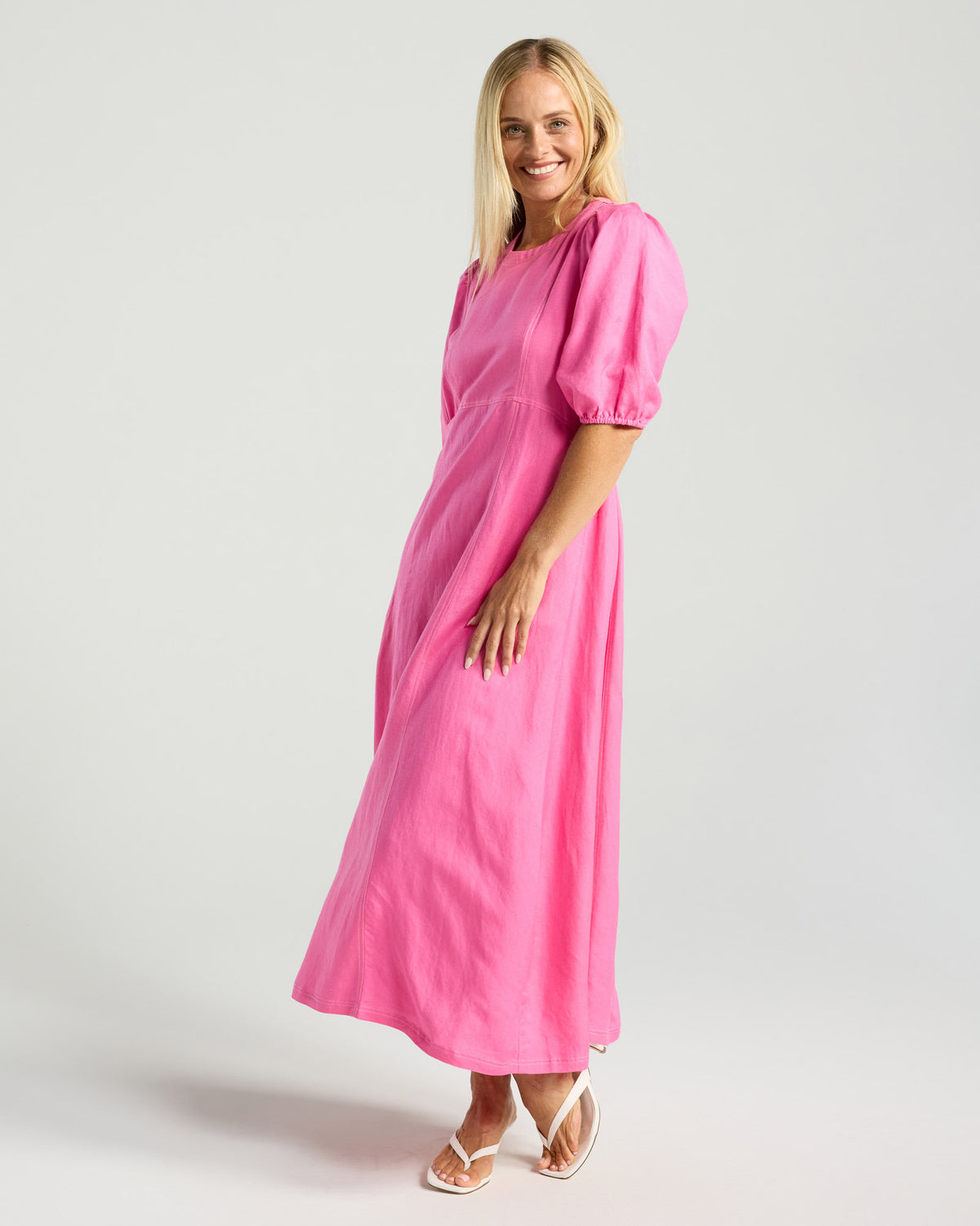 Lorella Contrast Puff Sleeve Dress