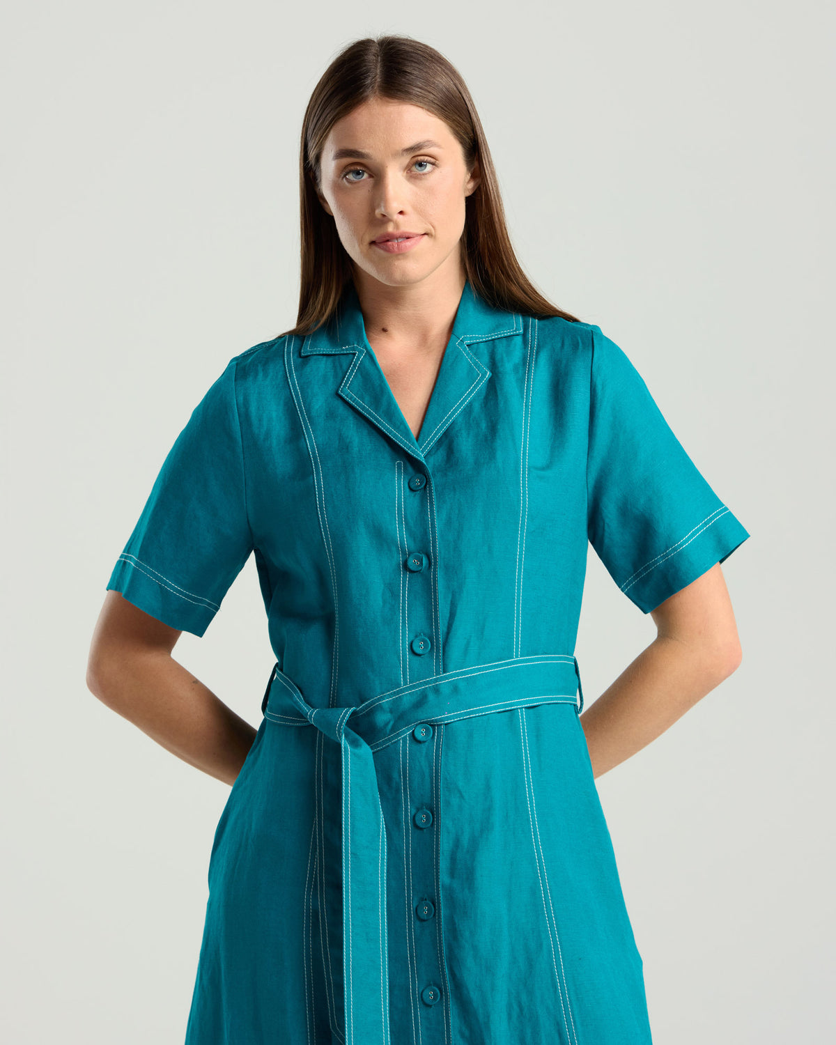Martina Contrast Stitch Shirt Dress