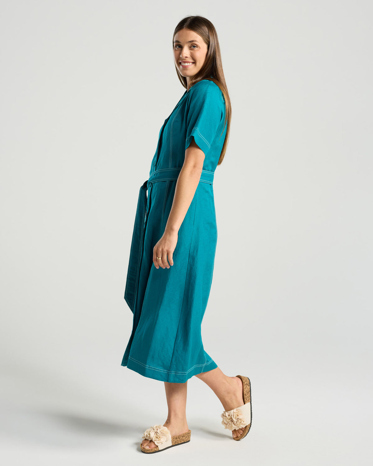 Martina Contrast Stitch Shirt Dress