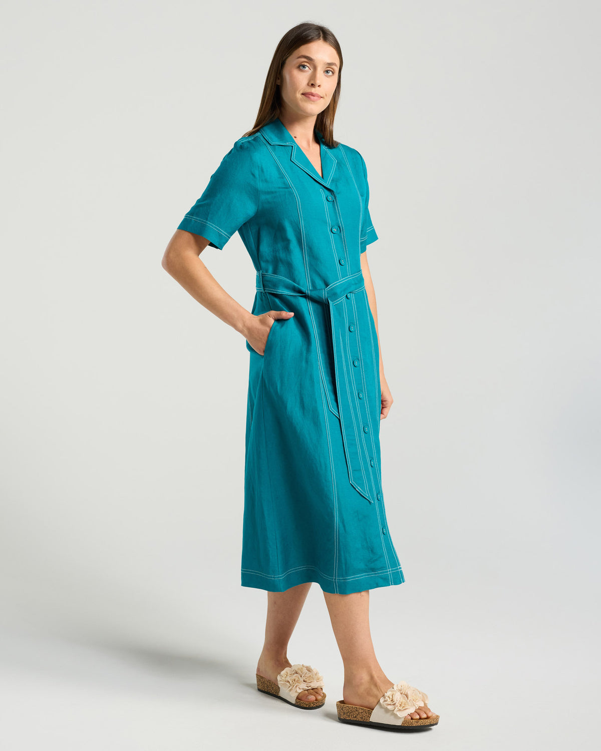 Martina Contrast Stitch Shirt Dress