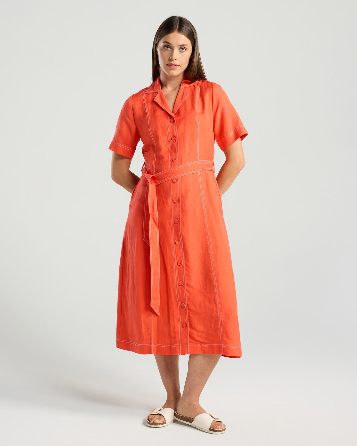 Martina Contrast Stitch Shirt Dress