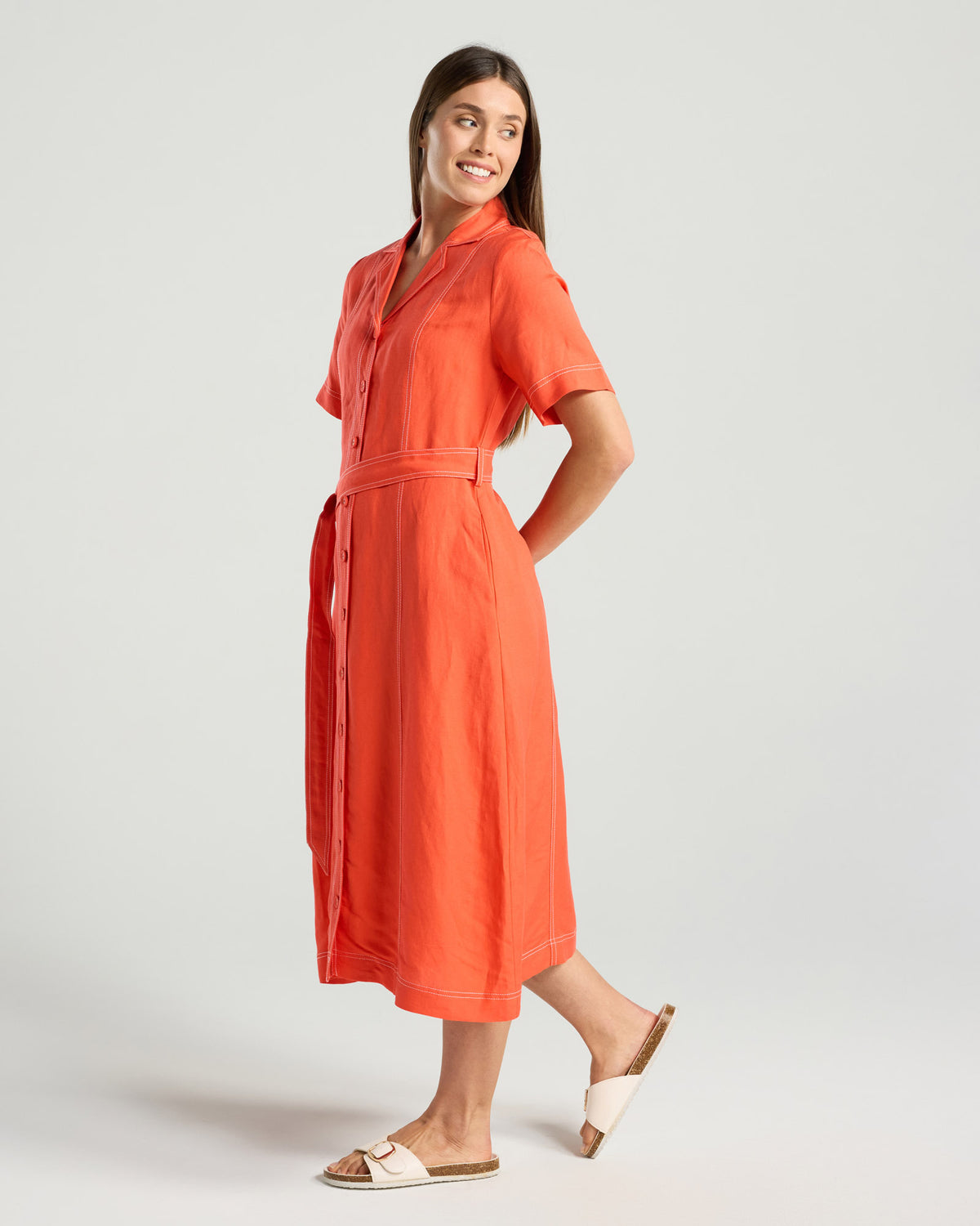 Martina Contrast Stitch Shirt Dress