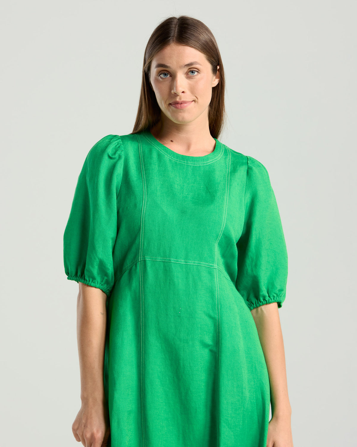 Lorella Contrast Puff Sleeve Dress