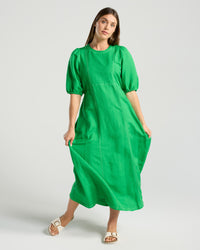Lorella Contrast Puff Sleeve Dress