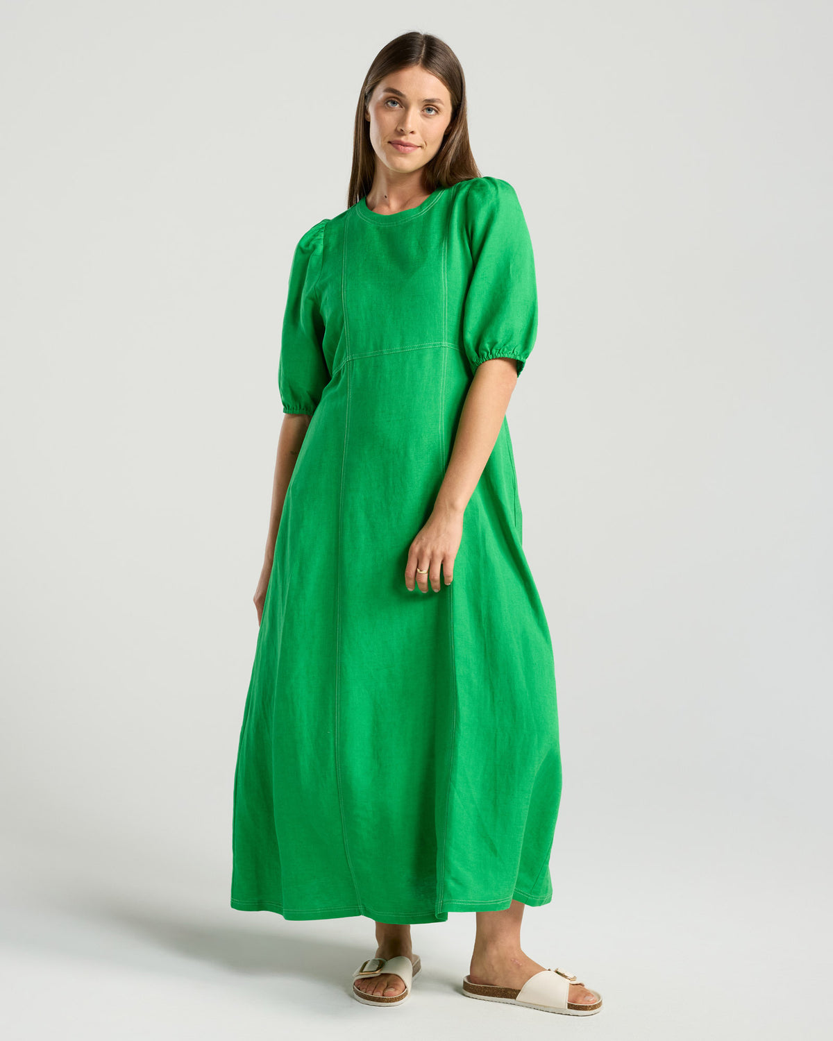 Lorella Contrast Puff Sleeve Dress