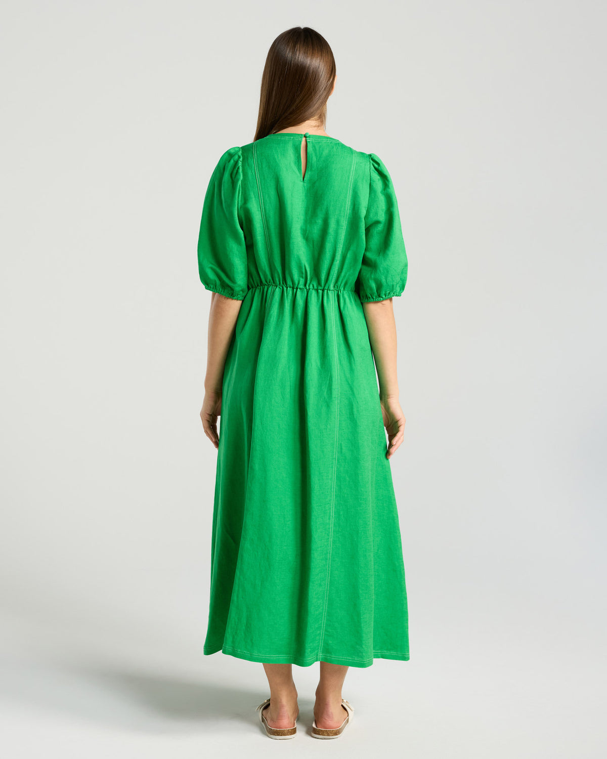 Lorella Contrast Puff Sleeve Dress