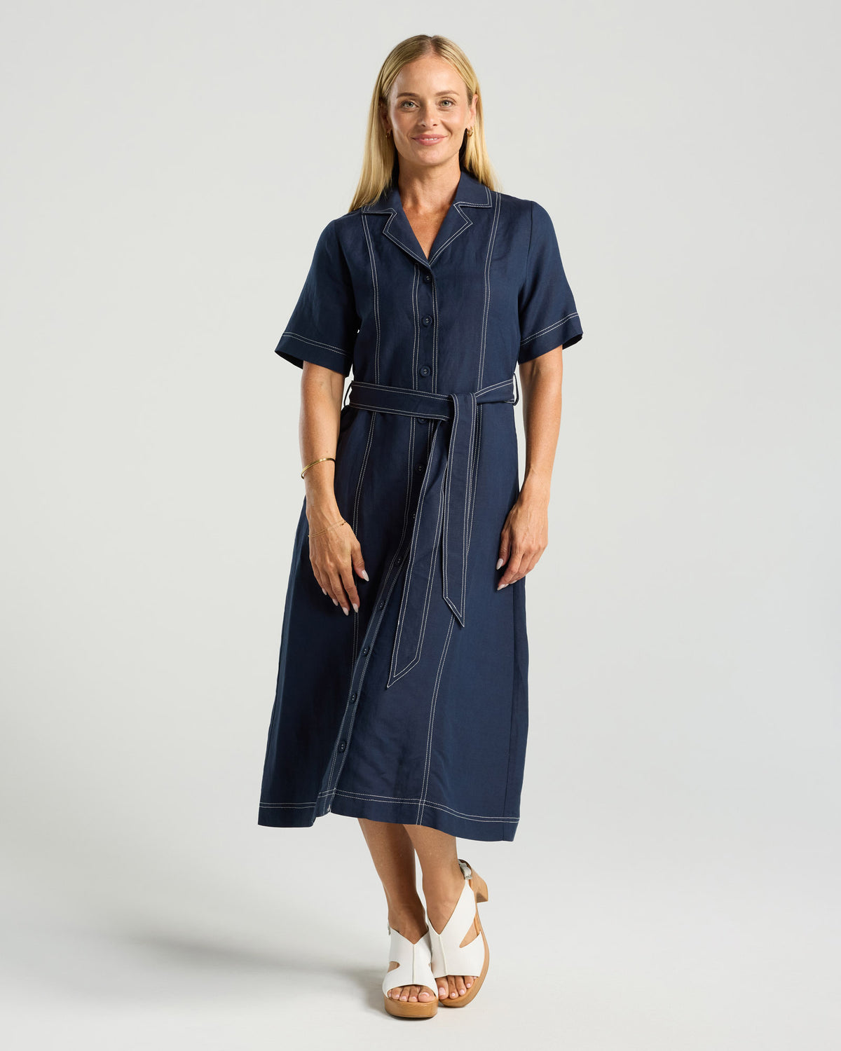 Martina Contrast Stitch Shirt Dress