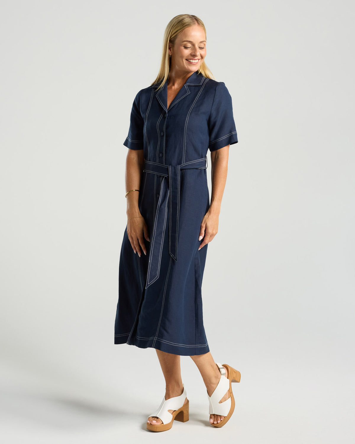 Martina Contrast Stitch Shirt Dress