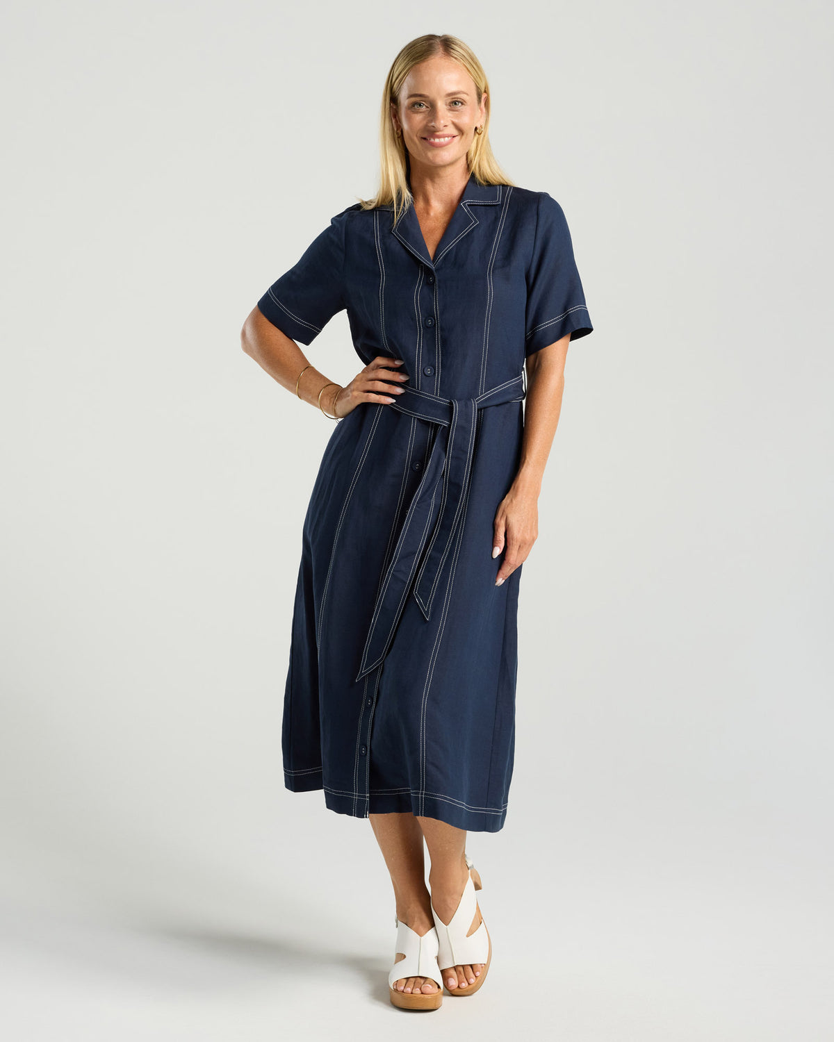 Martina Contrast Stitch Shirt Dress