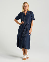 Martina Contrast Stitch Shirt Dress