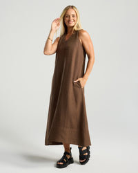 Lavinia Linen Denim V Dress