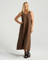 Lavinia Linen Denim V Dress