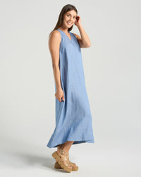 Lavinia Linen Denim V Dress