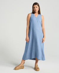 Lavinia Linen Denim V Dress