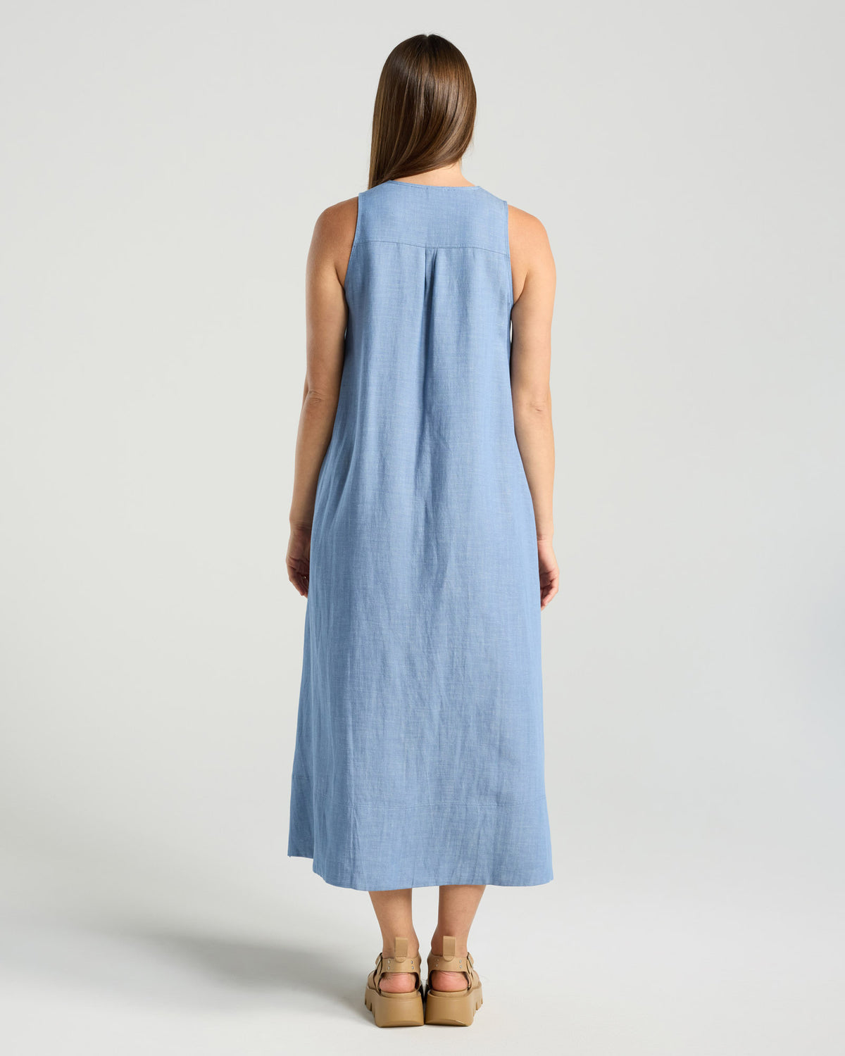 Lavinia Linen Denim V Dress