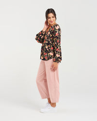 Violet Shirred Sleeve Top