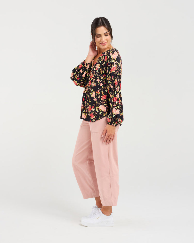 Violet Shirred Sleeve Top