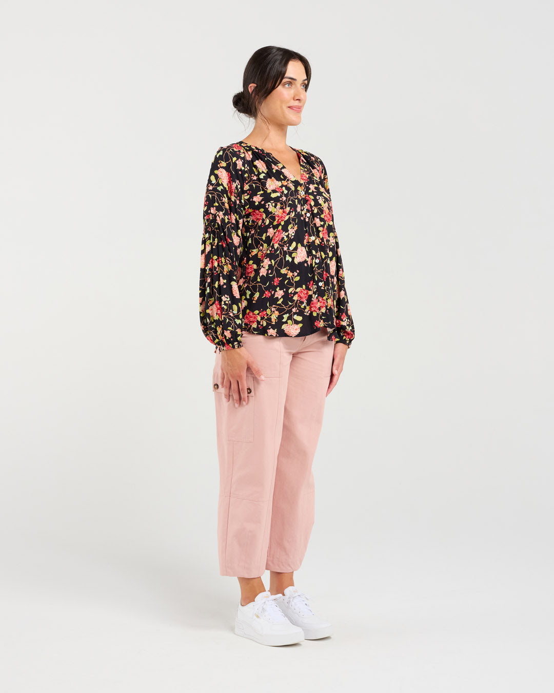 Violet Shirred Sleeve Top