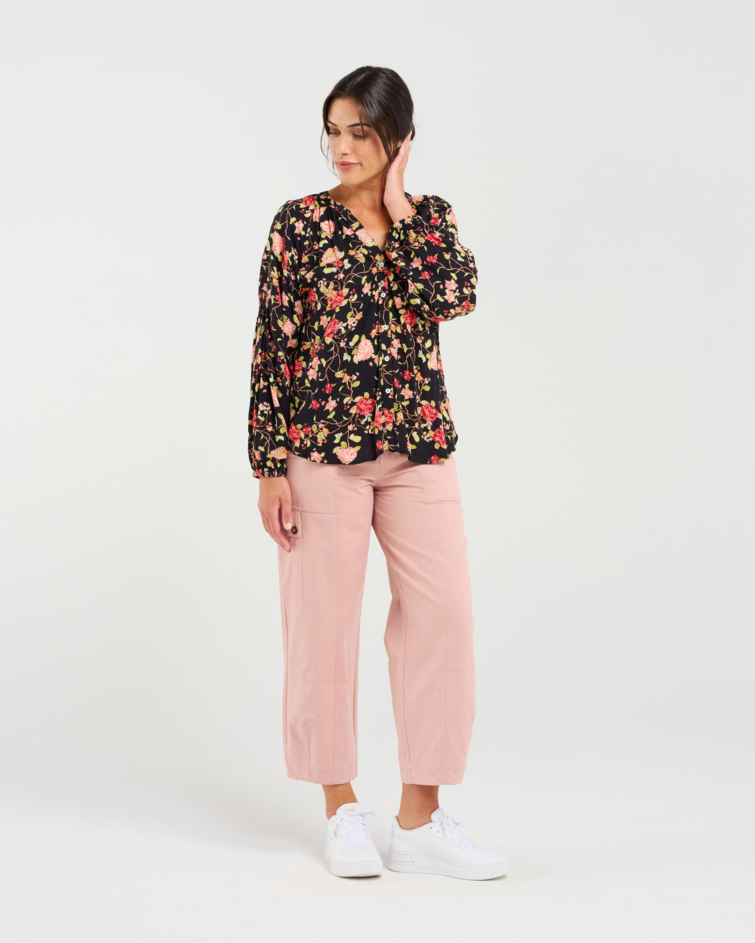 Violet Shirred Sleeve Top