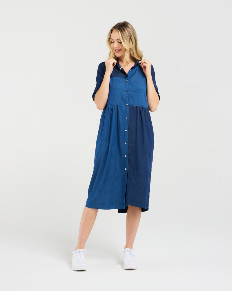 Elise Patchwork Denim Dress