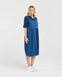 Elise Patchwork Denim Dress