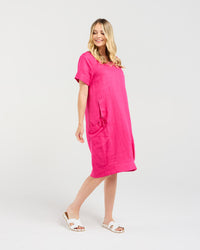 Lilian Linen Bubble Hem Dress
