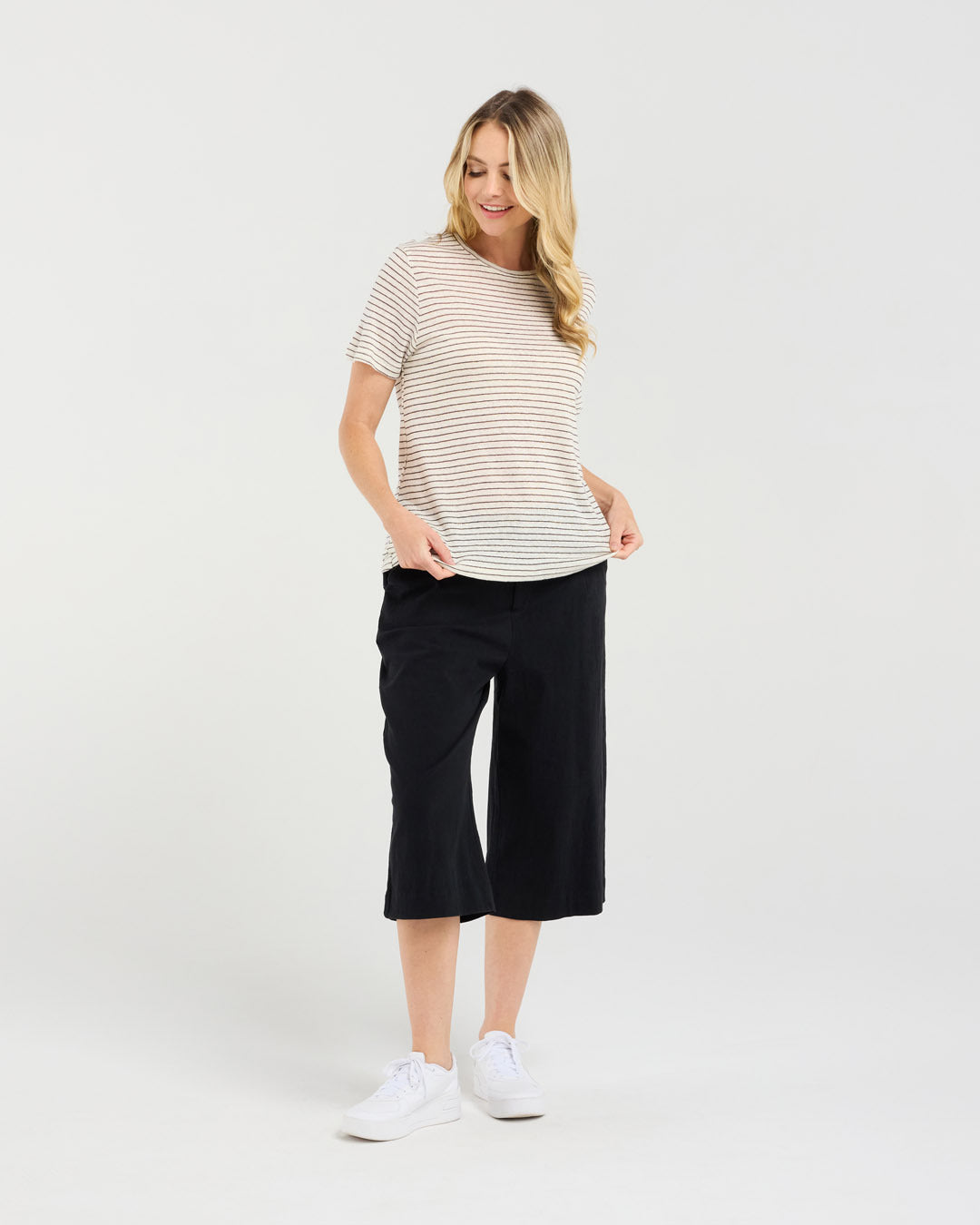 Suzette Linen Blend Stripe T-shirt